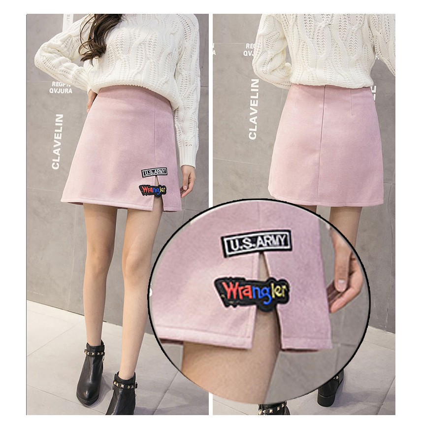 BFS.064 ROK MINI FASHION WANITA WARNA PINK TULISAN U.S.ARMY