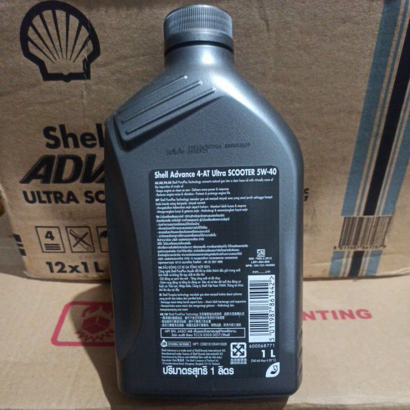 OLI SHELL ADVANCE ULTRA SCOOTER 5W-40 1L API SN JASO MB OLI MATIC VESPA FULLY SYNTHETIC ORIGINAL SHELL MADE IN THAILAND