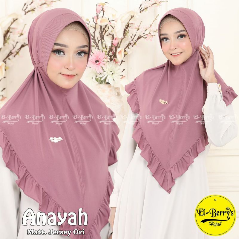HIJAB EL BERRYS ANAYA/ JILBAB INSTAN KEKINIAN/ JERSEY HIJAB EL BERRYS/ KERUDUNG MURAH MODERN
