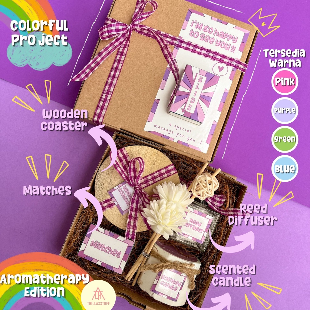 [COLORFUL PROJECT] HAMPERS SCENTED CANDLE SET COASTER | HAMPERS LILIN AROMATERAPI | HAMPERS WISUDA KADO WISUDA GRADUATION | KADO ULANG TAHUN | HAPPY BIRTHDAY GIFT BOX | HAMPERS NATAL KADO CHRISTMAS GIFT | HAMPERS REED DIFFUSER | KADO ULANG TAHUN CEWE PINK