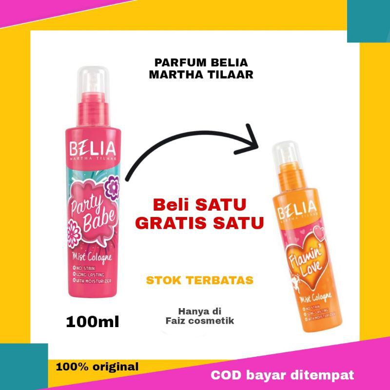 Parfum Marina Hijab Wanita Martha Tilaar Mist Cologne party babe 100ml Gratis 1 Botol  belia 100ml