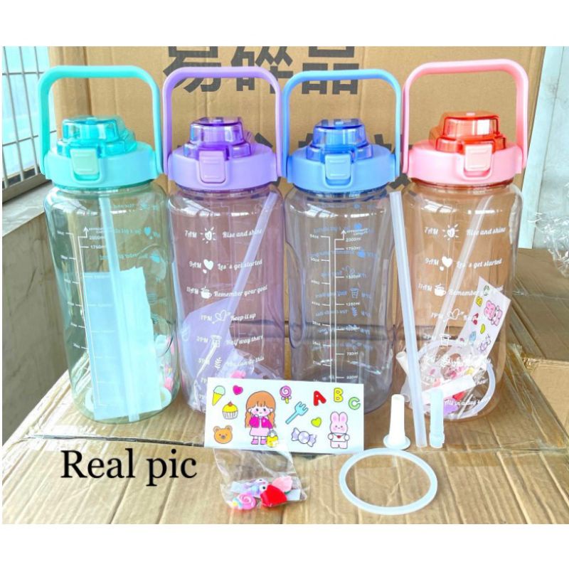 BOTOL MINUM VIRAL MOTIVASI 2L BENING / Botol 2L Transparan Free 3D&amp;2D