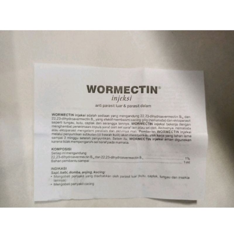 WORMECTIN 2ml-Obat Suntik 2ml Anti Parasit Scabies Jamur Caplax Tungau Kadas Kudis Koreng Gatal gatal