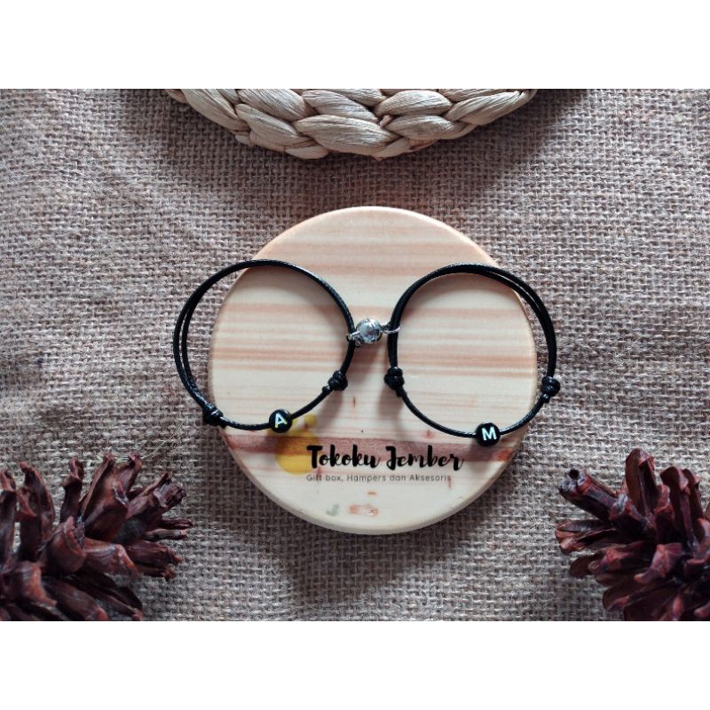 GELANG COUPLE MAGNET INISIAL GELANG TALI KOREA WATERPROOF GELANG COUPLE MAGNET CUSTOM
