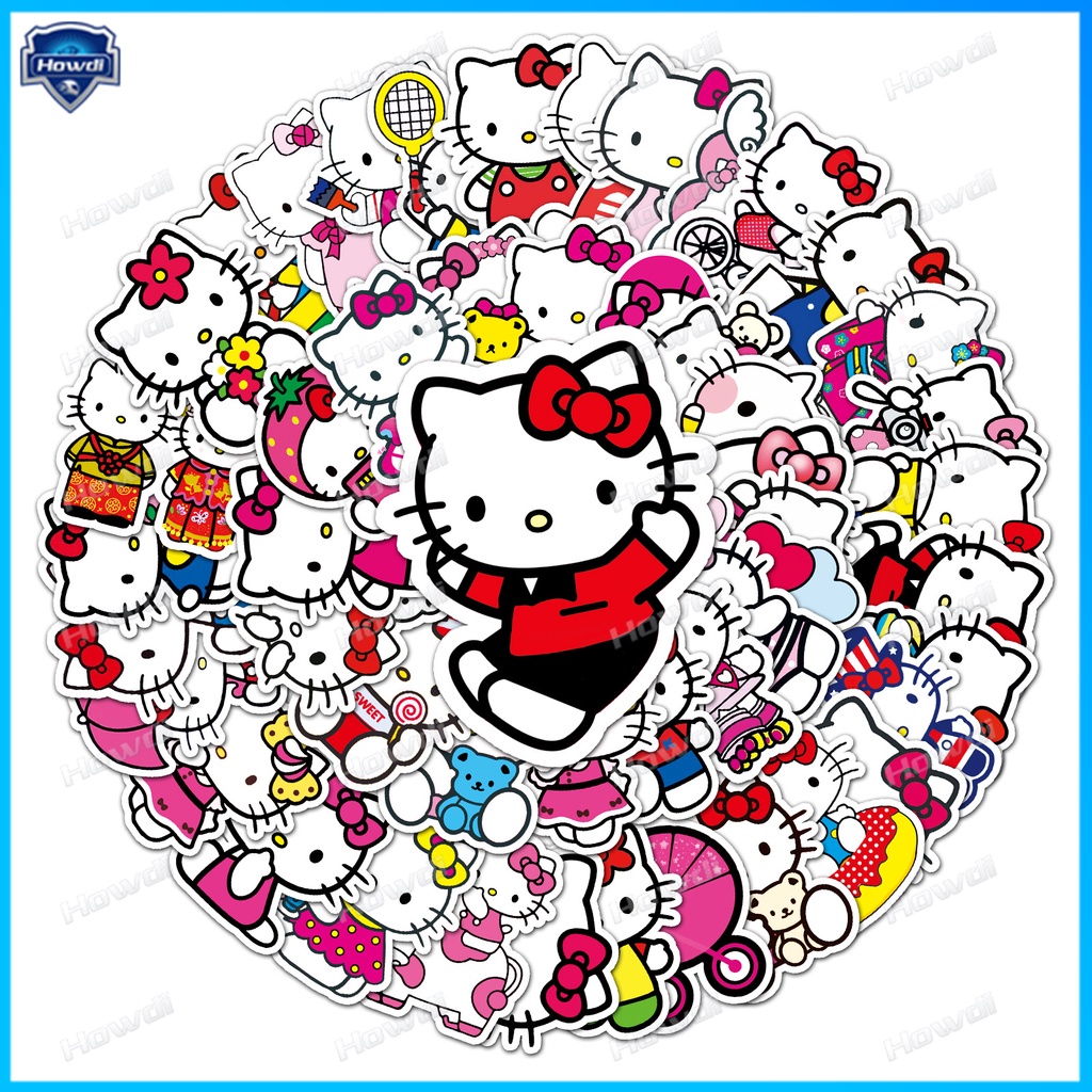 Stiker Kartun Hello Kitty Tahan Air Untuk Helm Motor