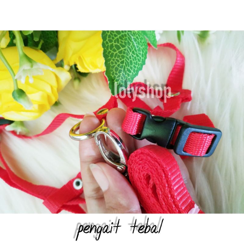 Tali hernes harness polos model H pengait tebal utk kucing ,musang,kelinci,anjing kecil grosir ecer