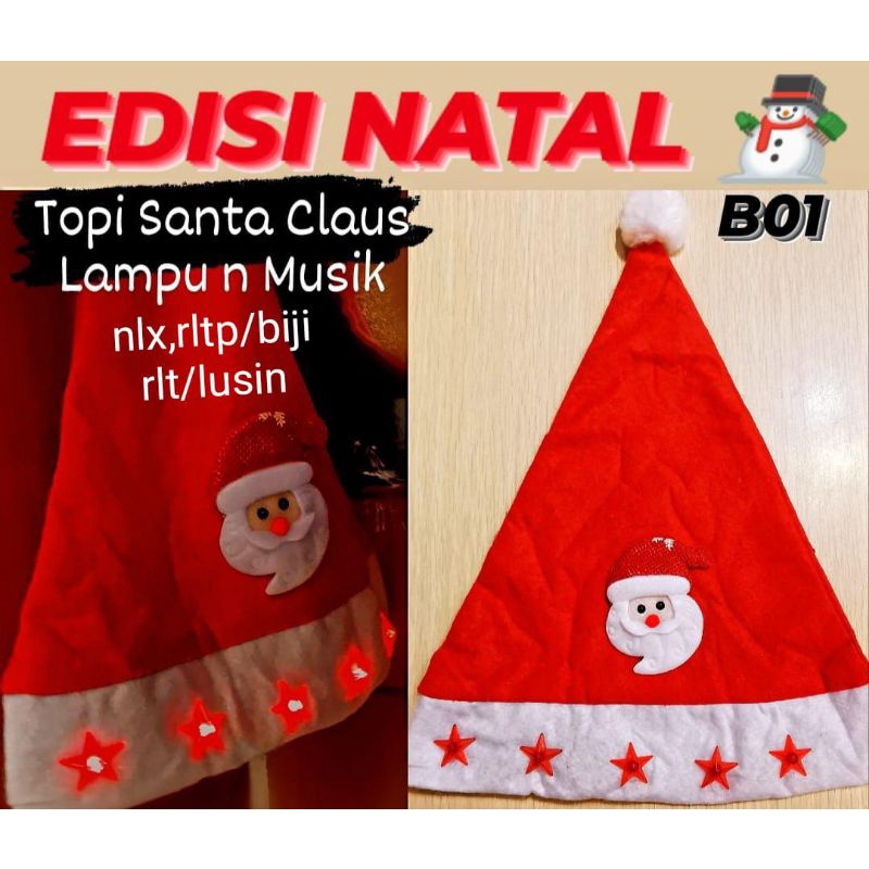 Topi natal berlampu dan tidak,Medan bisa Cod HARGA 1 BIJI