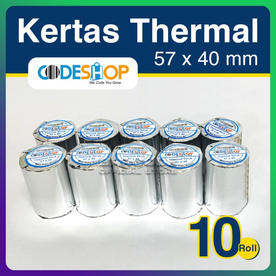 

(1 SLOP) KERTAS ROLL THERMAL MOBILE PRINTER BLUETOOTH EDC 57 x 40 MM