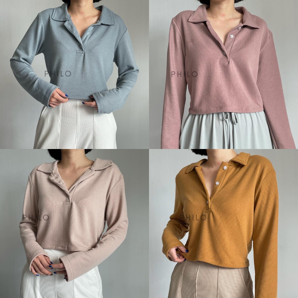 PHILO - Gemma Polo Knit // Kemeja Polo / Crop Polo / Crop Polo Knit
