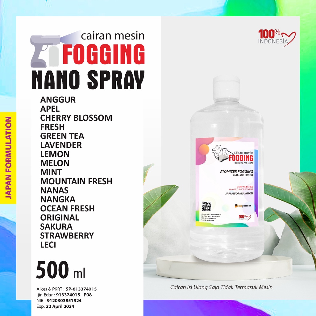 Cairan Mesin Fogging Aroma Nano Spray 500 ml / Cairan Fogging Segar 500 ml Botol Pet