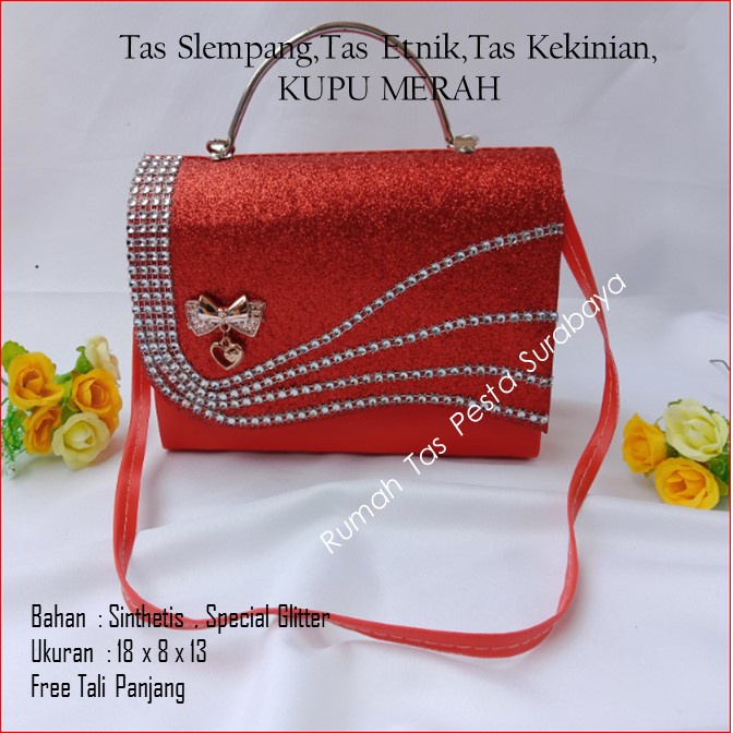 Tas Slempang,Tas Etnik,Tas Kekinian,KUPU MERAH