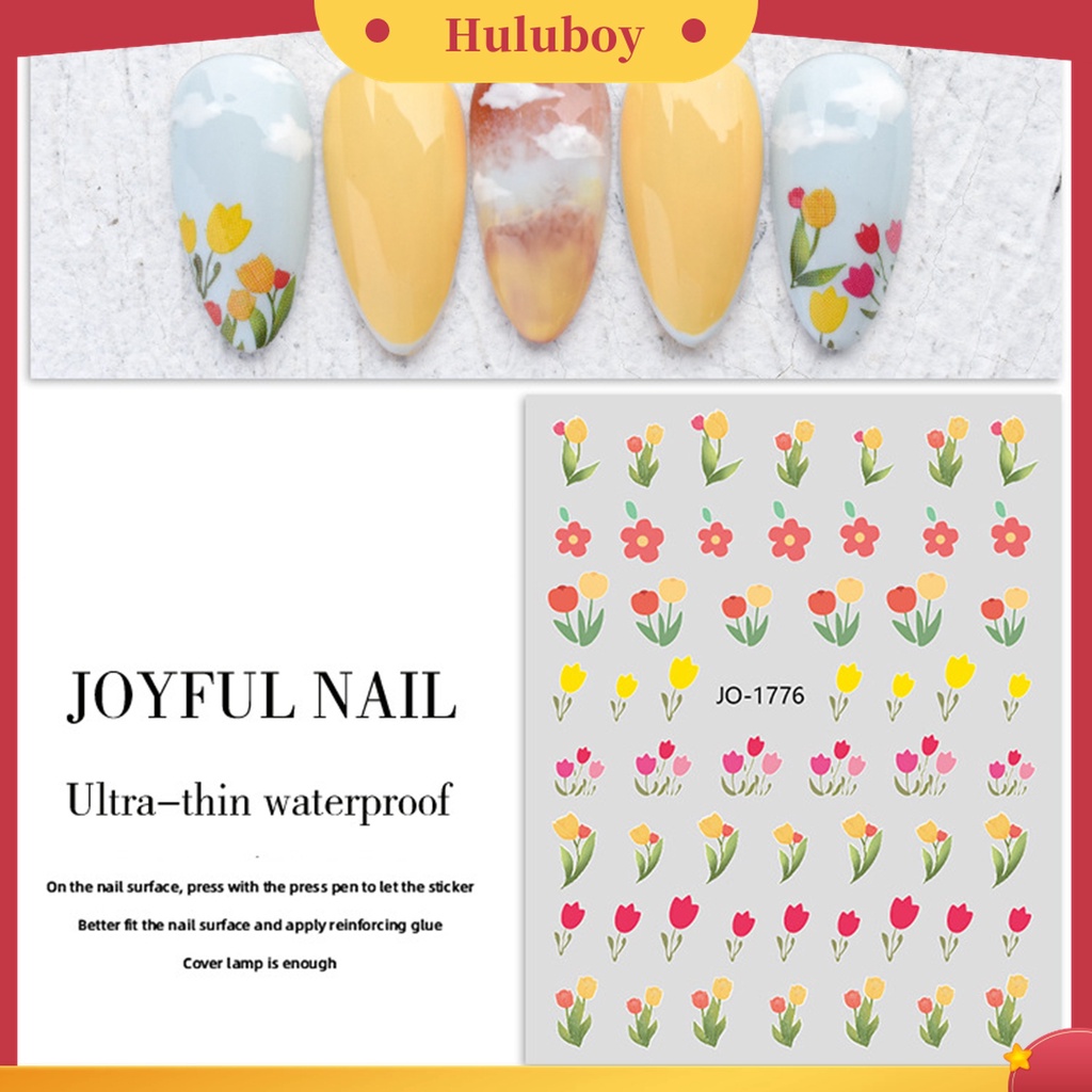 Huluboy Huluboy♡ Stiker Kuku Motif Bunga Tulip Untuk Nail Art DIY