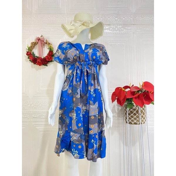 Daster ruffle serut / daster ruffle busui viral / daster serut rempel selutut-BlueGrey