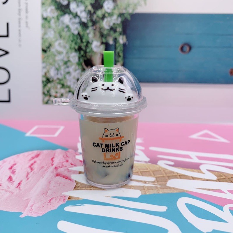 BOBA KEYCHAIN / GANTUNGAN KUNCI MILK TEA PEARL / GANTUNGAN LUCU /UNIK-Cat chocolate