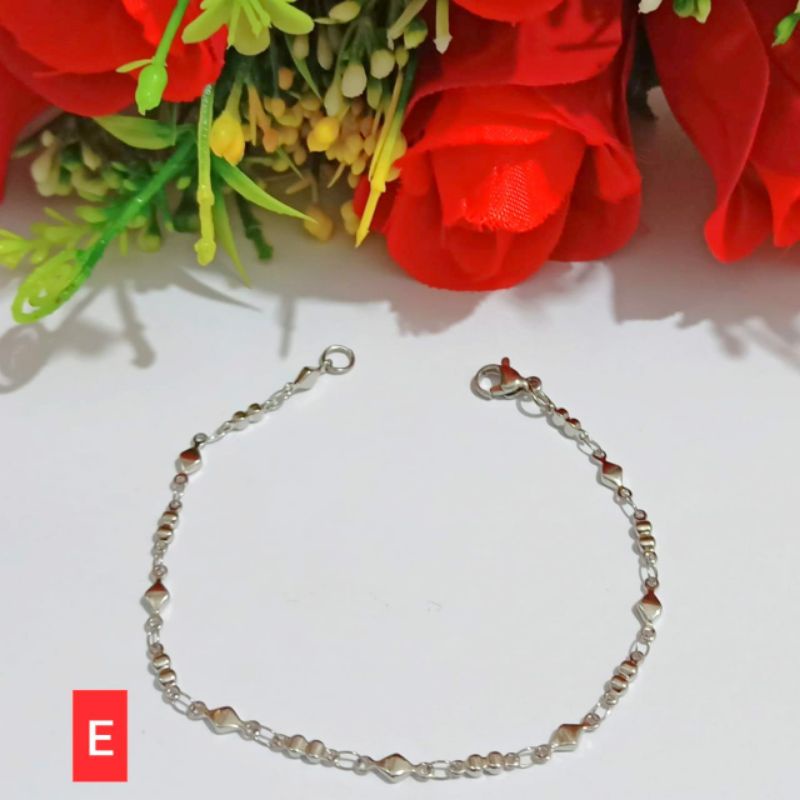 GELANG RANTAI TITANIUM DEWASA MODEL MINIMALIS SILVER TIDAK KARAT &amp; TIDAK LUNTUR (COD)
