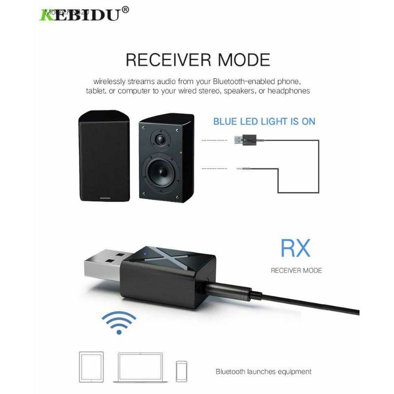 USB DONGLE HiFi AUDIO KONEKSI WIRELESS BLUETOOTH TRANSMITTER &amp; RECEIVER MINI PRAKTIS |2065