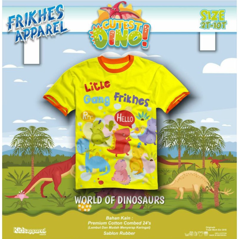 Kaos Anak FRIKHES Apparel motif World Of Dinosaurus