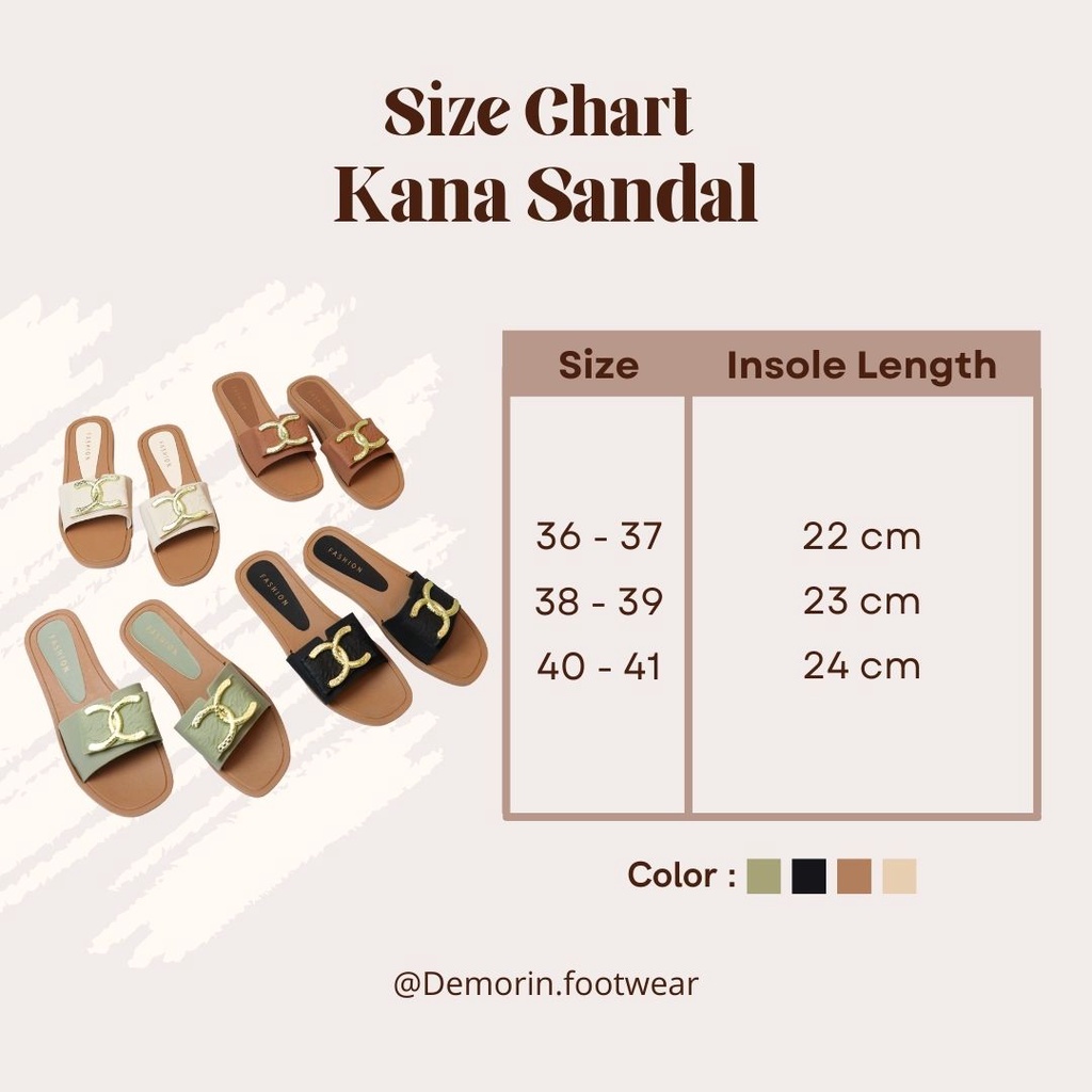 Kana Sandal Selop Wanita Slip On Teplek - Demorin Shoes Sendal Jelly