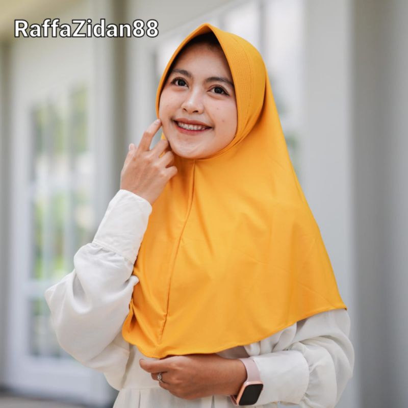 Jilbab Bergo Hamidah Jersey | Bergo Sport Jersey Premium | Kerudung Sekolah Size M-MUSTARD