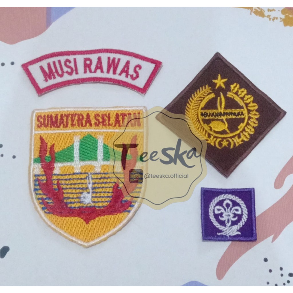 Set Atribut  Seragam Pramuka Logo Tunas Kelapa dan Wosm, Logo Kwartir Daerah ( Kwarda ) Sumatera Sel