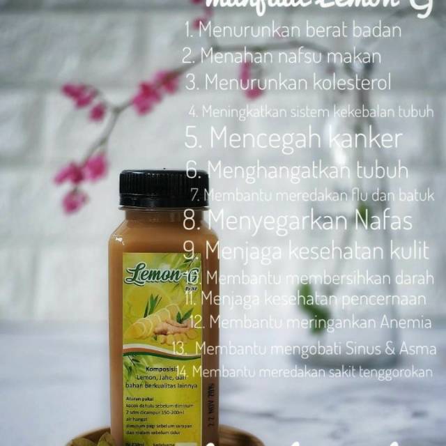 

Lemon-G by nurfa/Pelangsing sehat/jus diet aman/minuman herbal/sari lemon+jahe berkwalitas