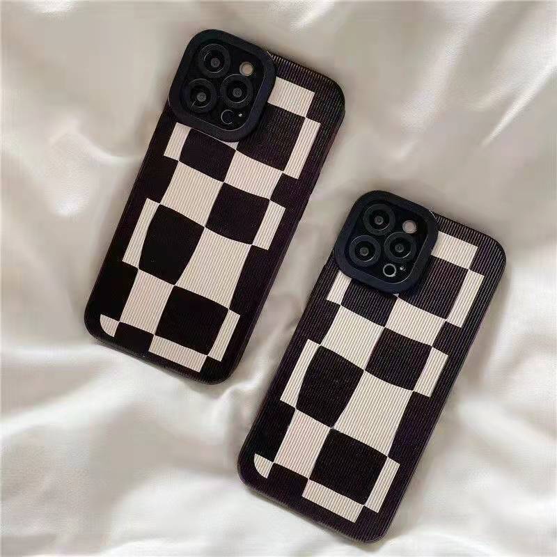 Case Motif Kotak-Kotak Bahan Kulit Imitasi Untuk iphone 13 12 11 Pro Max XS XR 8plus 12pro12pro Max 7 8 Plus X XS XR XSMAX