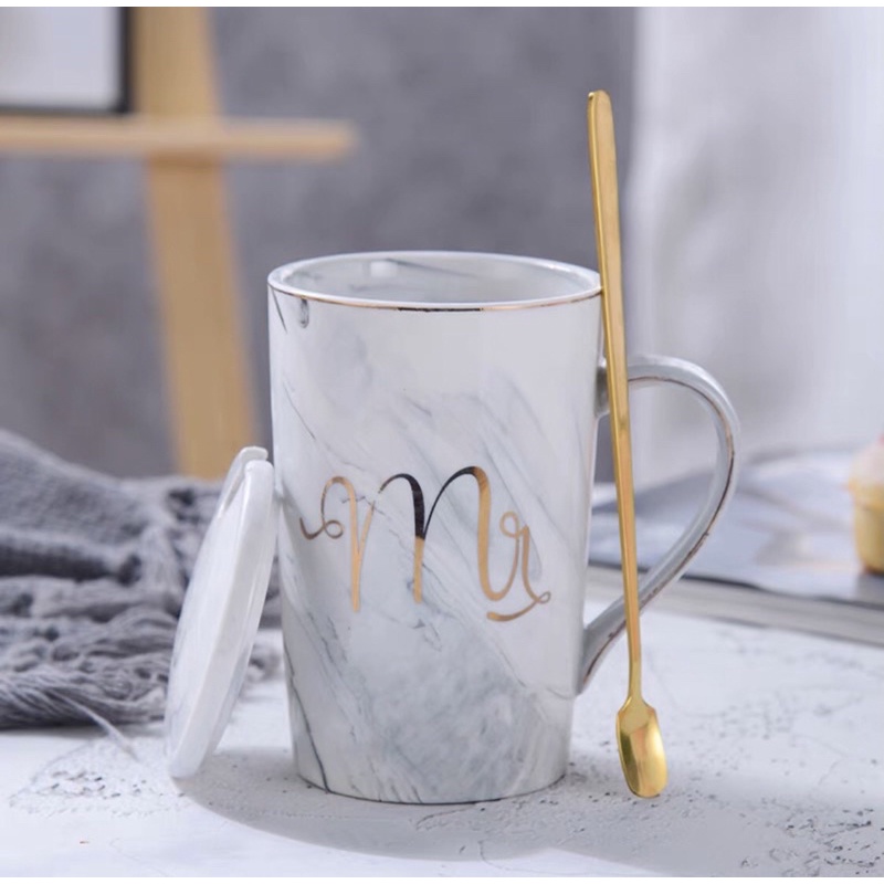 Gelas Mug Couple Pasangan Mr Mrs Marble Nordic