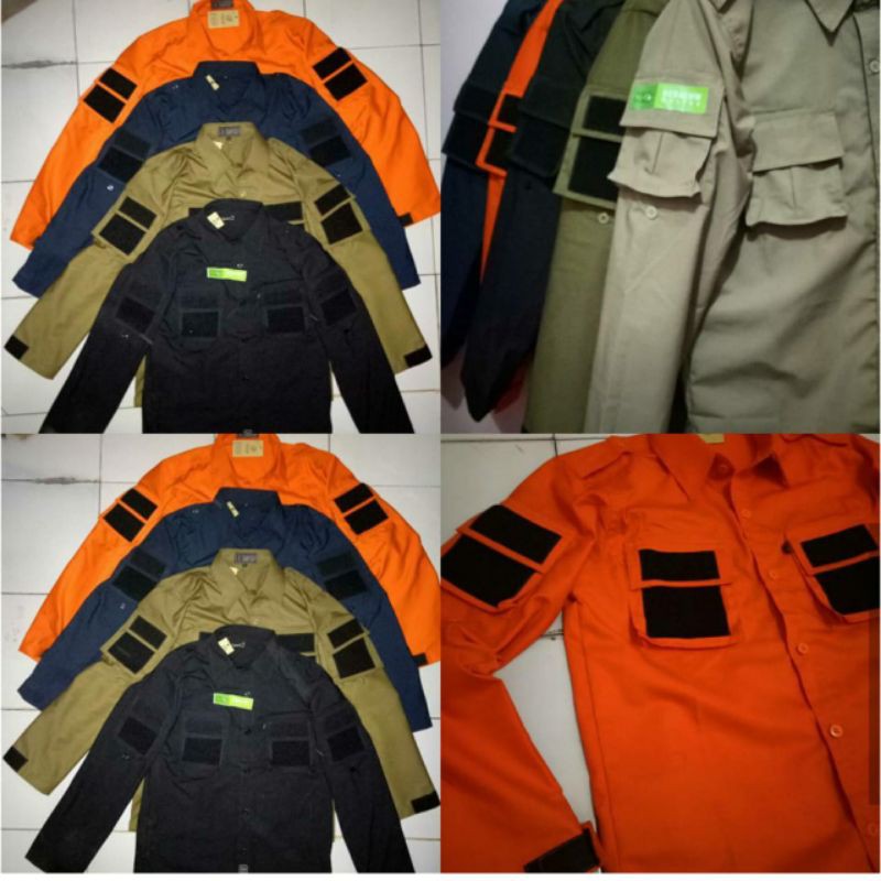 KEMEJA DRONE - KEMEJA PDL RIPSTOP WARNA HITAM - CREAM - MERAH - HIJAU - ORANGE