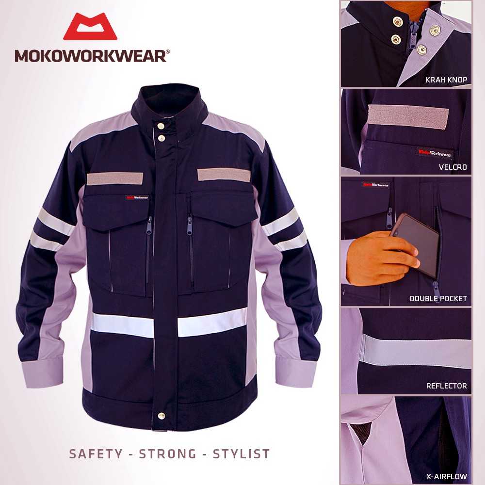 MokoWorkwear - JAKET WEARPACK SAFETY MOKKO WORKWEAR GREY-NAVY