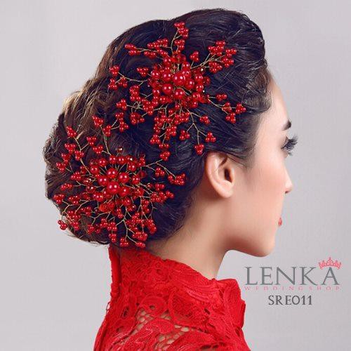 [STOK TERBATAS] ASESORIS RAMBUT SANGGUL WEDDING SIRKAM WANITA MERAH SRE011