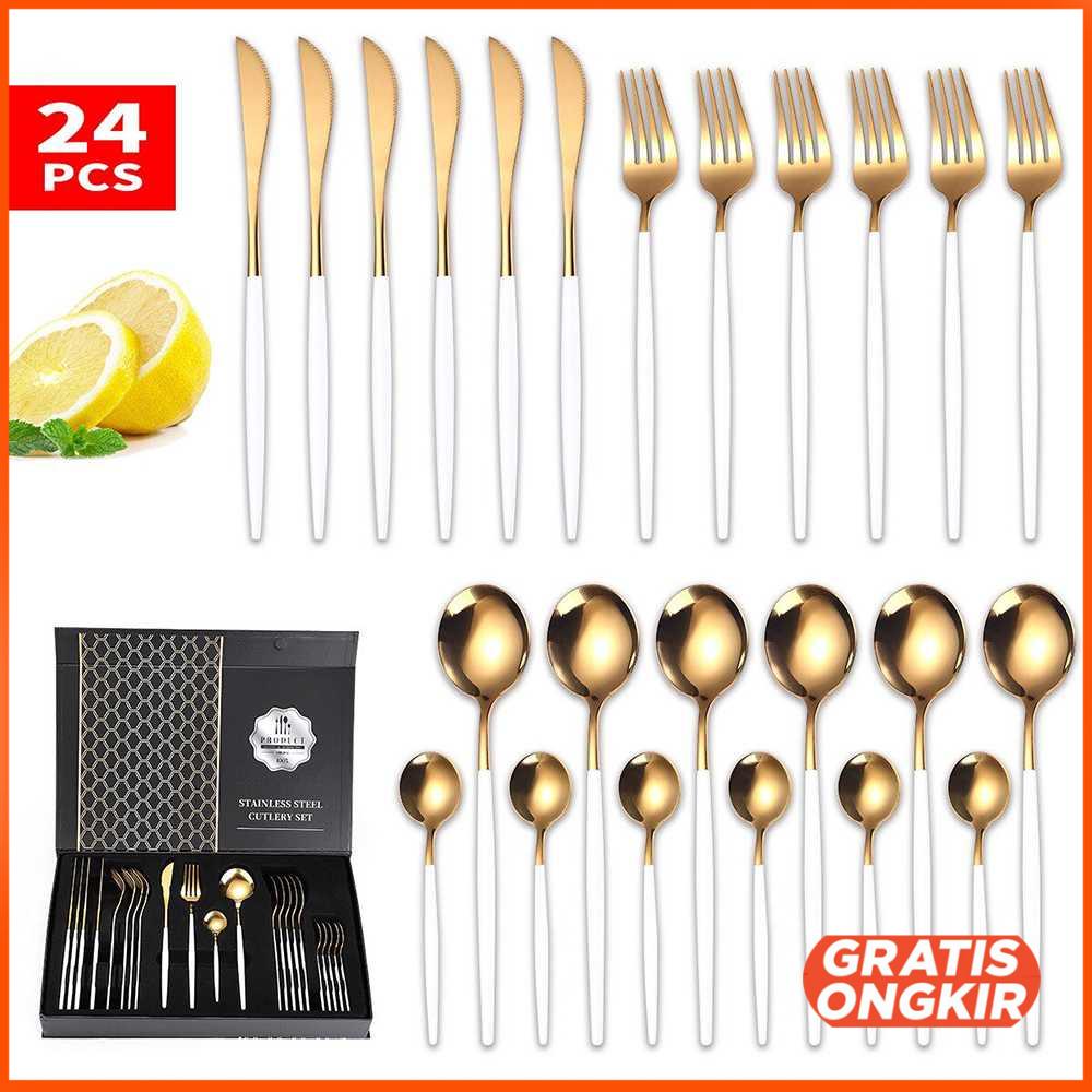 Set Perlengkapan Makan Sendok Garpu Pisau 24 PCS - TW873