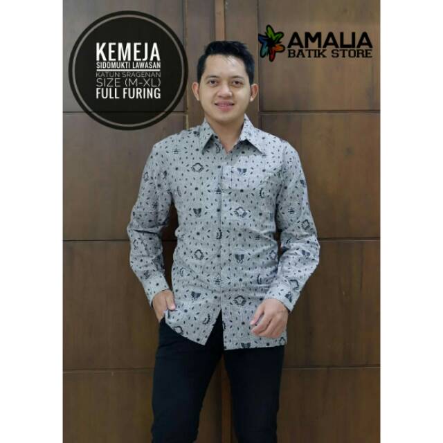 SIDOMUKTI LAWASAN.Kemeja Batik Pria Modern