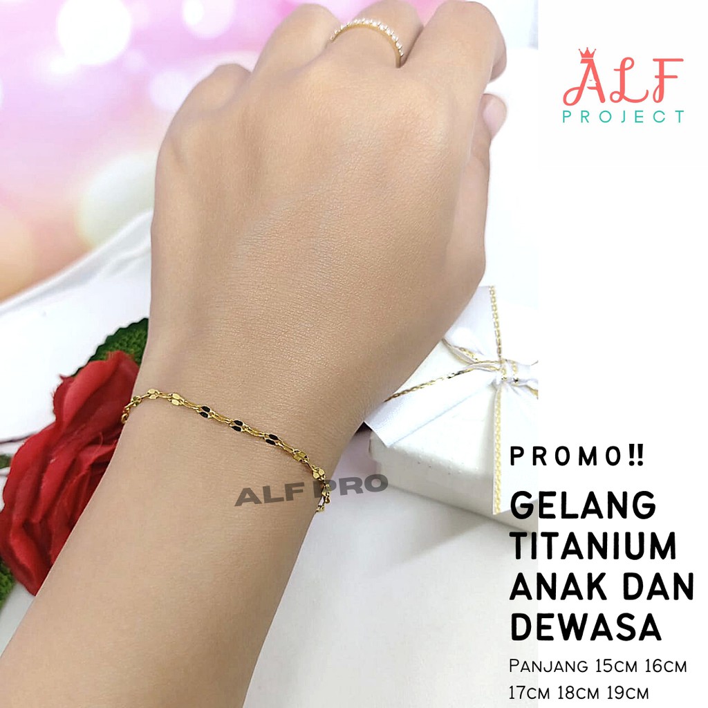 Gelang Titanium Wanita dan Anak Anti Karat Anti Hitam Warna Emas Model Biji Cabe Terbaru Murah