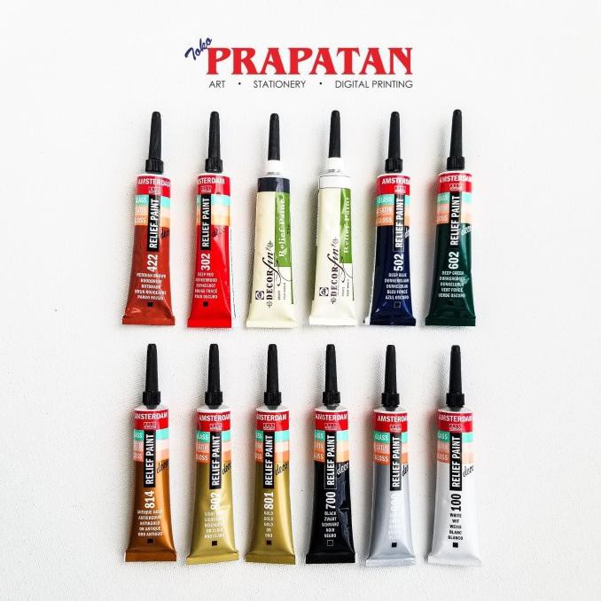 

PERALATAN MELUKIS DECORFIN GLASS RELIEF PAINT 20ML / CAT KACA TUBE ALAT LUKIS