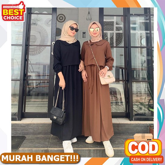 Ios Shop Wilona Mini Dress Moscrepe Wanita Korean Style Impor Ootd Cantik Lucky - Dress Gamis Niami 