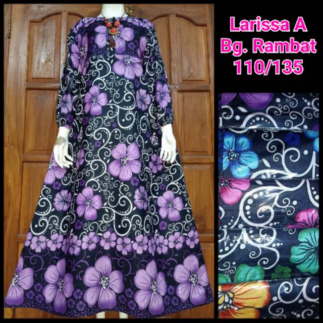 LARISSA DASTER RAYON - baju rumah motif bunga rambat daster busui kekinian lengan panjang payung
