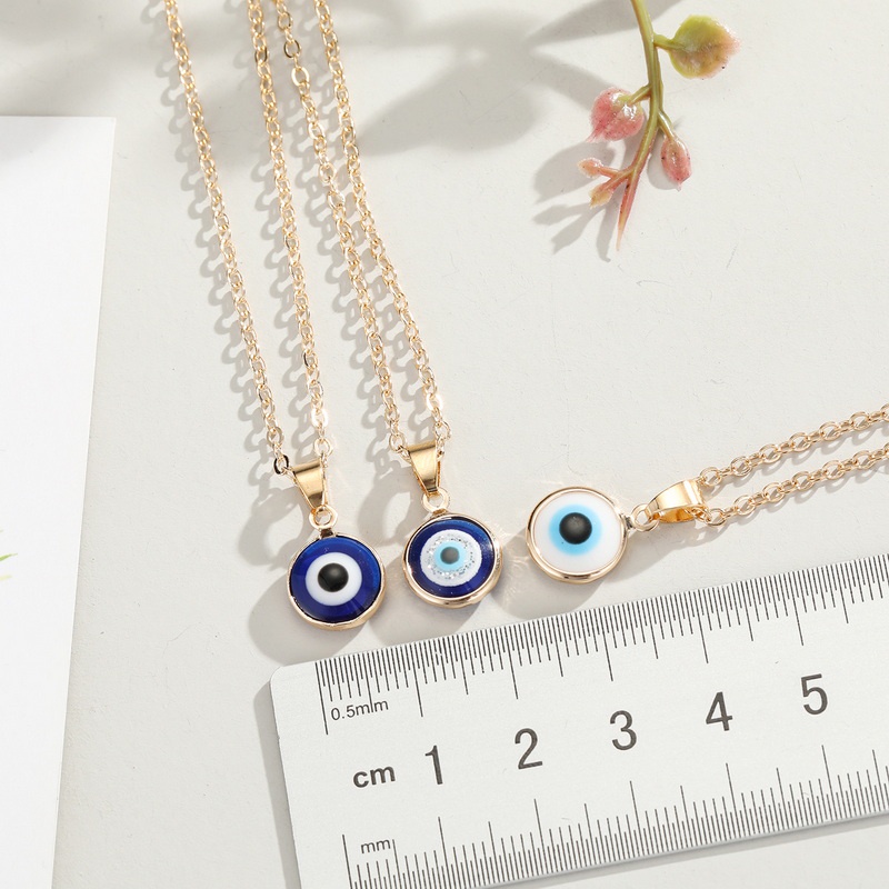 19 kinds of Korean simple natural stone resin painting oil blue eyes men and women necklace lucky cute jewelry accessories factory wholesale in stock