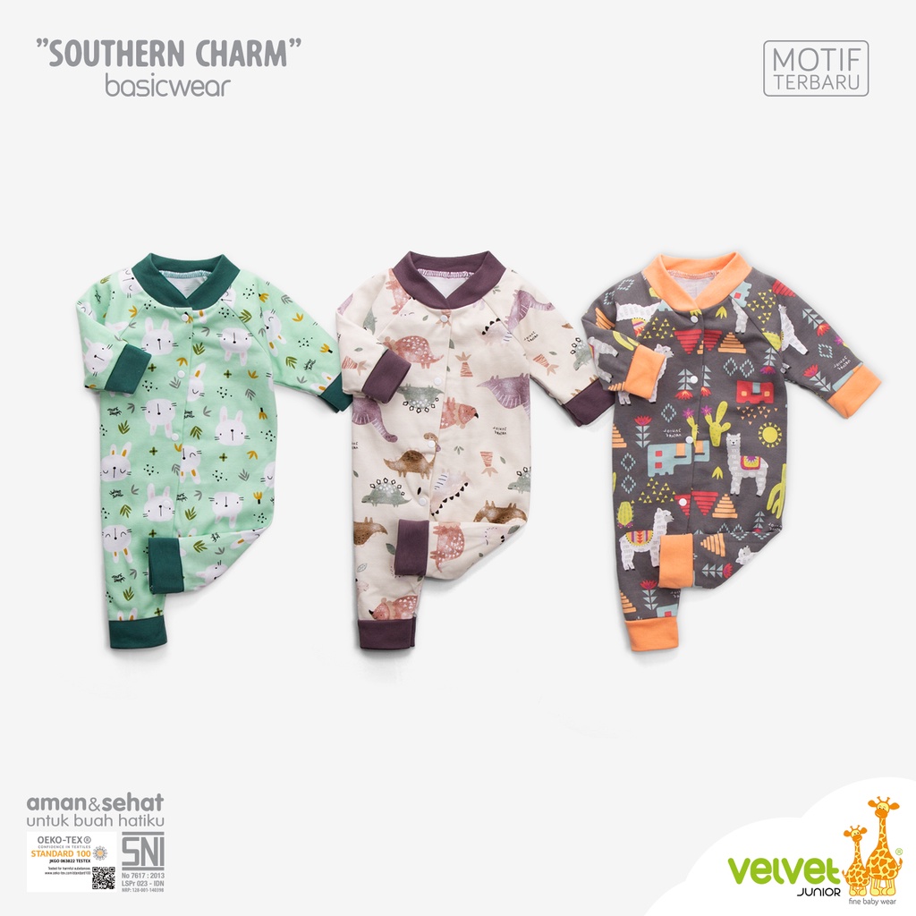 Velvet Junior Jumper panjang(buka kaki/tutup kaki) 3pcs