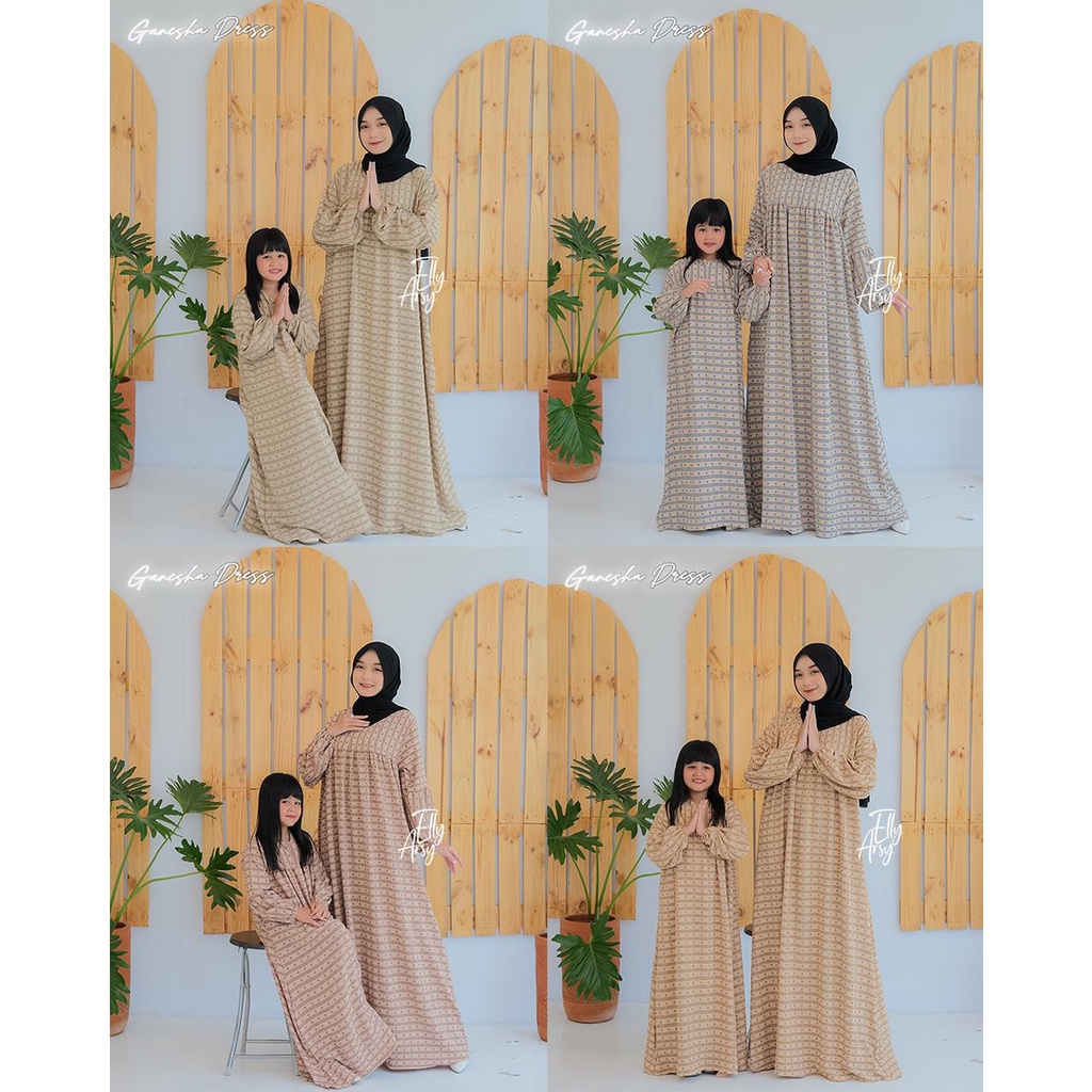 DRESS KRINGKEL DOT GANESHA ORIGINAL BY ELLYARSY DRESS COUPLE IBU ANAK MUSLIM FASHION MUSLIMAH TERBARU