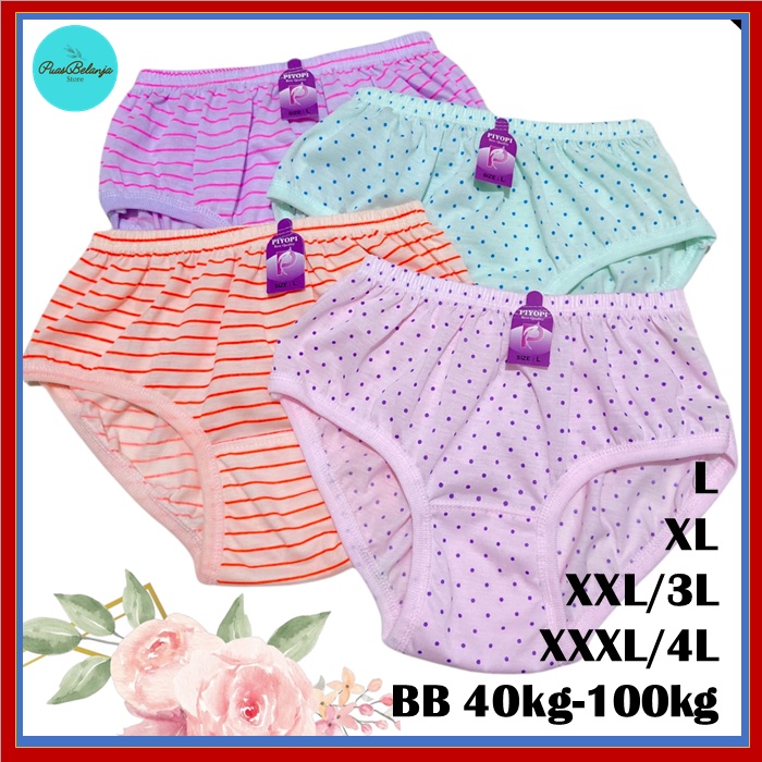 Celana Dalam Wanita Jumbo Motif Bintik Garis Daun 4L 3L XL L CD Wanita Perempuan Jumbo Motif Ecer Strip Polkadot Daun Love