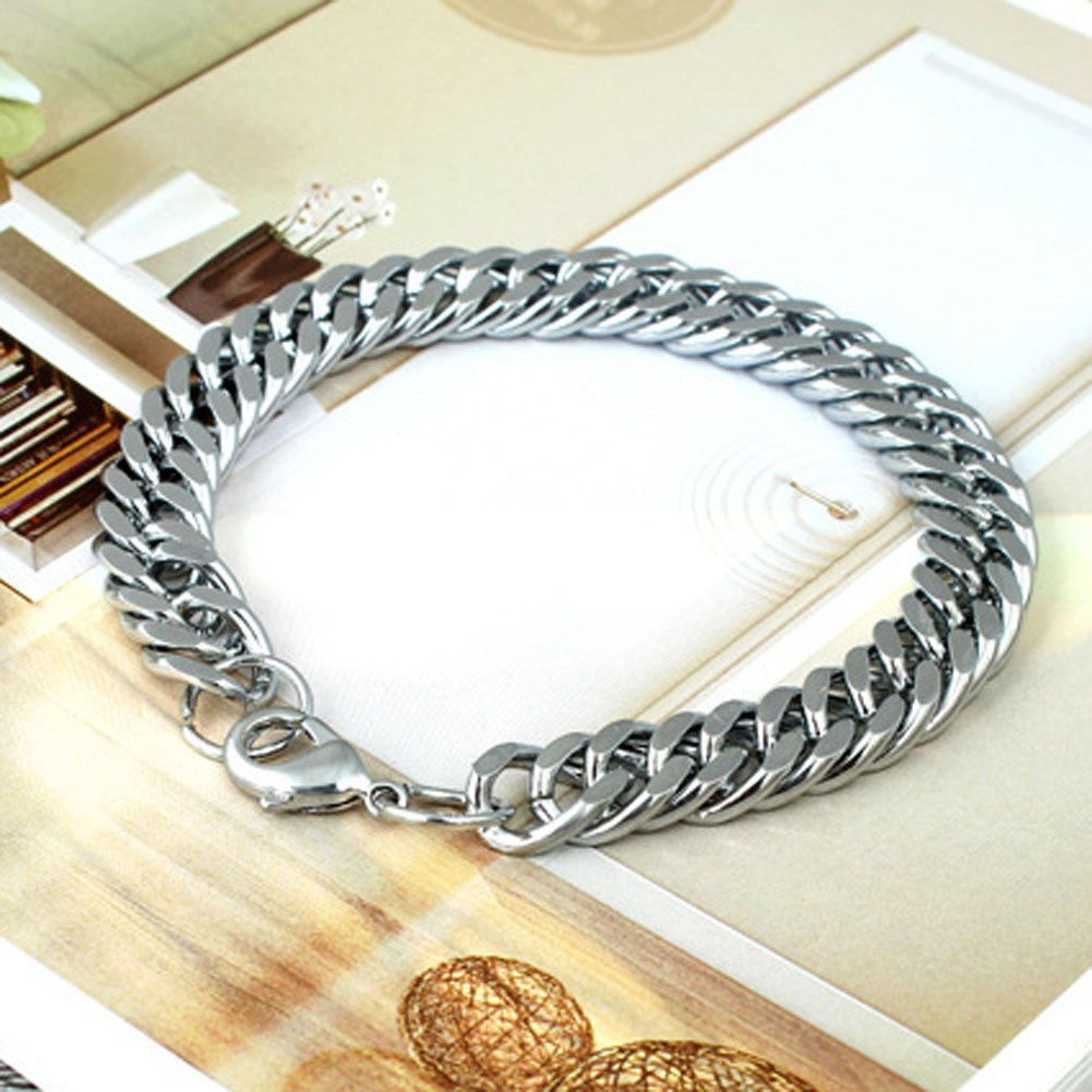 Gelang Rantai Sepeda Tebal Trendy Bahan Stainless Steel