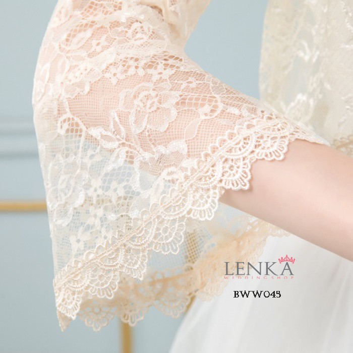 [STOK TERBATAS] OUTWEAR BOLERO PESTA AKSESORIS PENGANTIN RENDA LACE CREAM BWW045