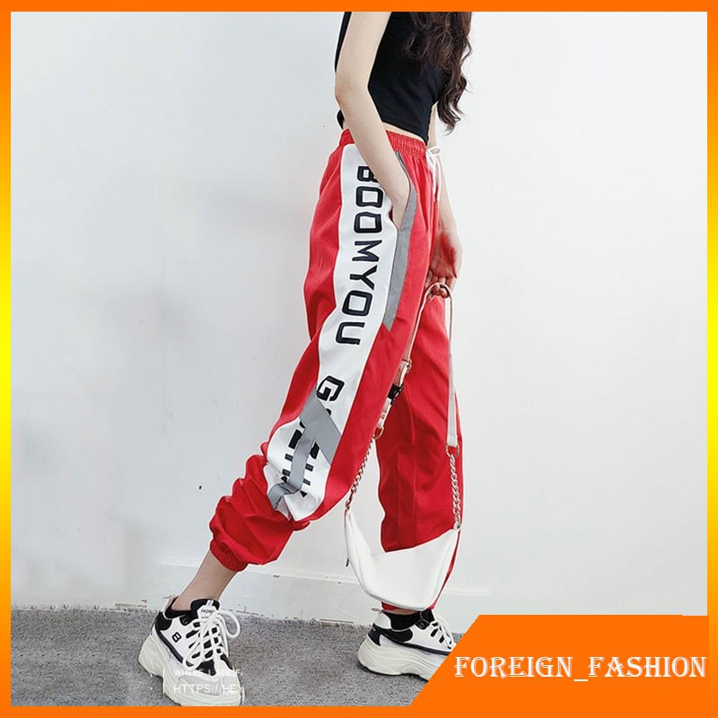 Celana Highwaist Wanita Style Import 2018 Hip Hop Harem Pant woman Letter Printed Jogger pants
