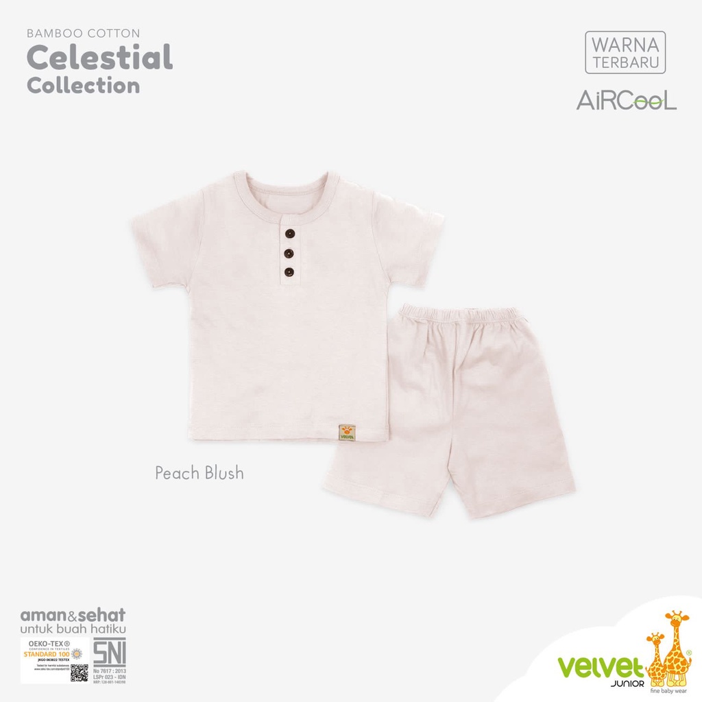 Baju Bayi Piyama Anak Setelan Pendek Kancing Dada 9 Bulan 1-6 Tahun Velvet Junior Aircool Celestial Series