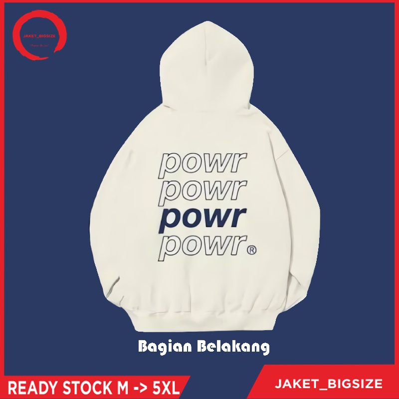 Hoodie Hodie Powr official jumbo bigsize pria wanita ukuran m l xl xxl xxxl xxxxl xxxxxl