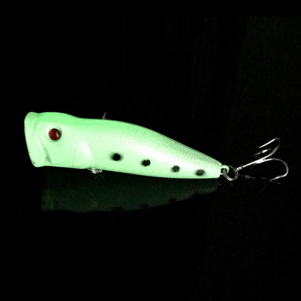 HENGJIA 1pcs 7.5cm/10g Luminous Popper Umpan Pancing Topwater Ikan Fishing Lure Swimbait Bass Tackle