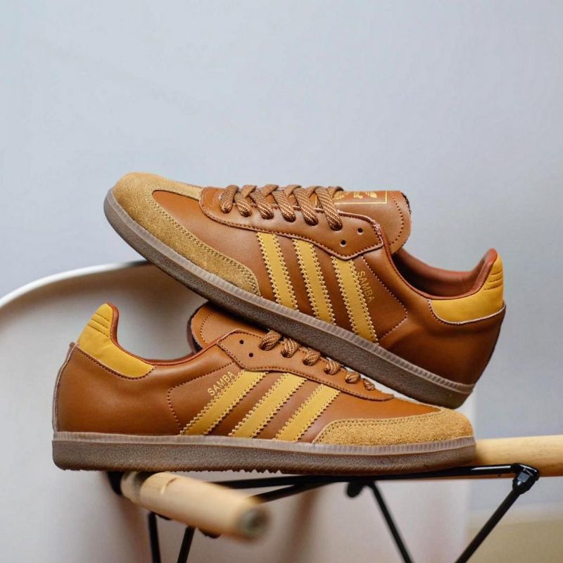 SEPATU PRIA ADIDAS SAMBA OG CLASSIC BROWN GUM 100% ORIGINAL