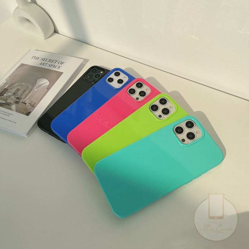 Fluorescent Jelly Phone Cover Case Compatible for IPhone 11 12 Pro Max 7 8 Plus SE 2020 X XR XS Max Silicone Shell Case Cover