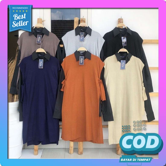 Baju Atasan Tunik Jeans Denim Wanita Terbaru 2022 Busui Kekinian Premium Polonia Tunik Afi - Mc - Kn