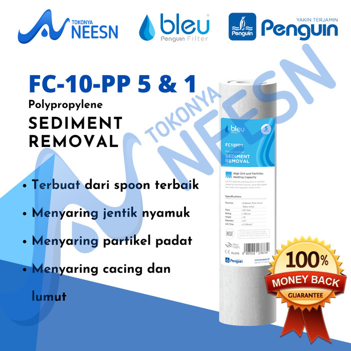 Paket Filter penyaring  Air sumur/zat besi/bau Bleu penguin 10 inch STD PP+ PP+ CTO +GAC